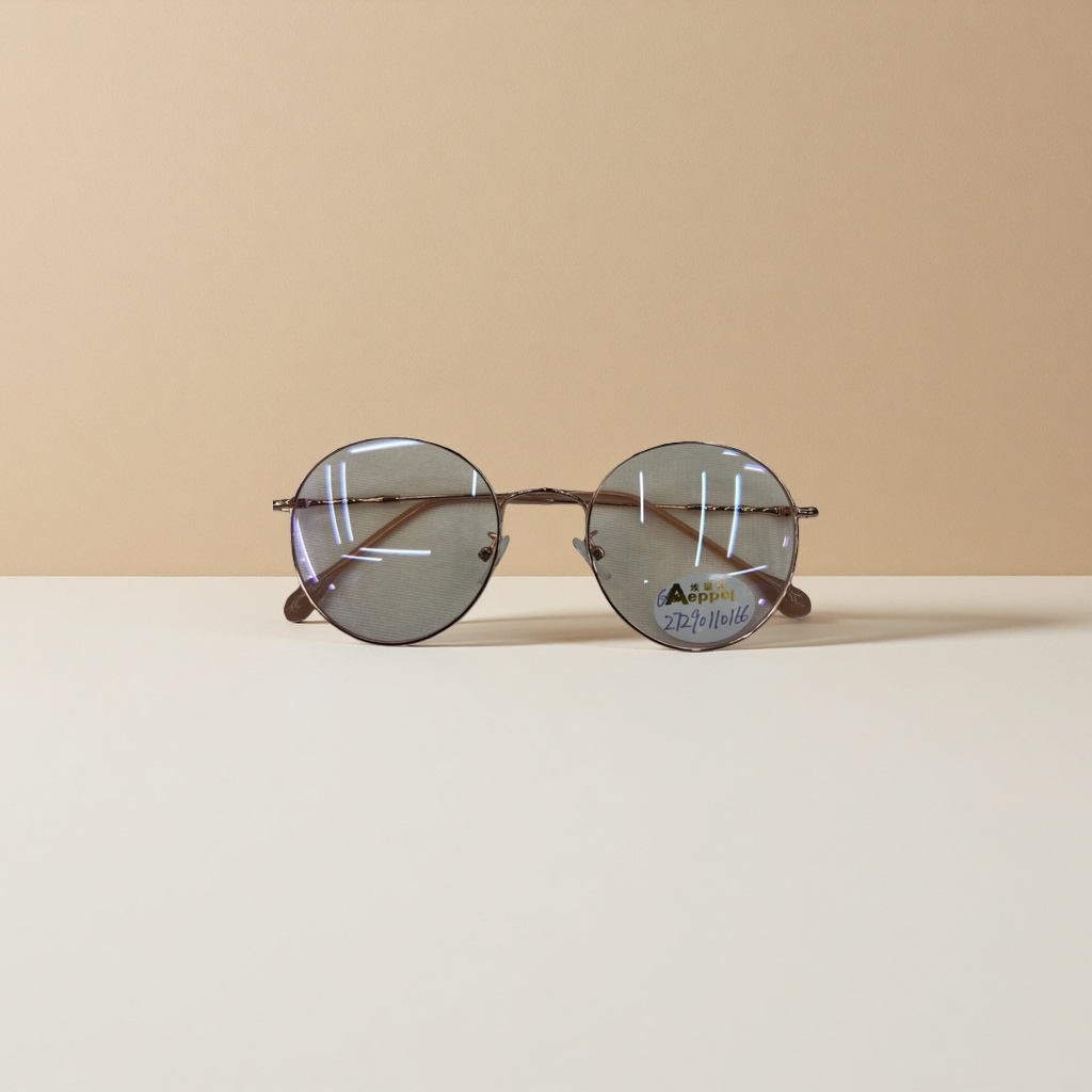 Golden round-framed glasses, fashionable and lightweight metal frames, myopia optical frames