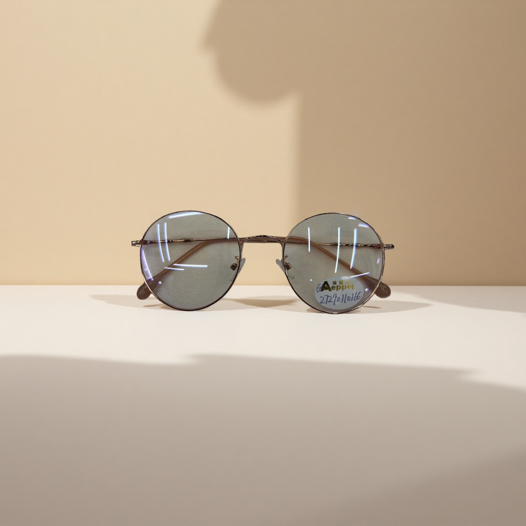 Golden round-framed glasses, fashionable and lightweight metal frames, myopia optical frames Specification image