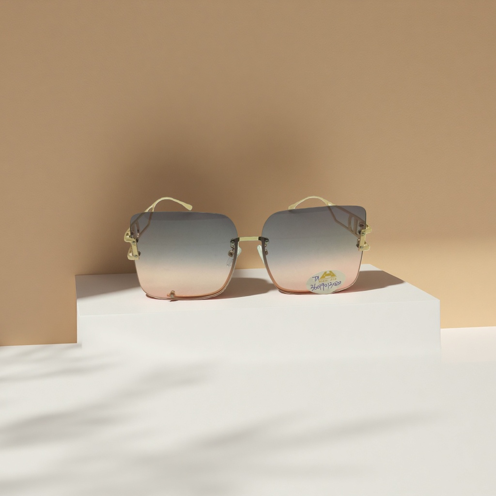 Golden-framed gradient pink sunglasses, fashionable UV-resistant polarized sunglasses