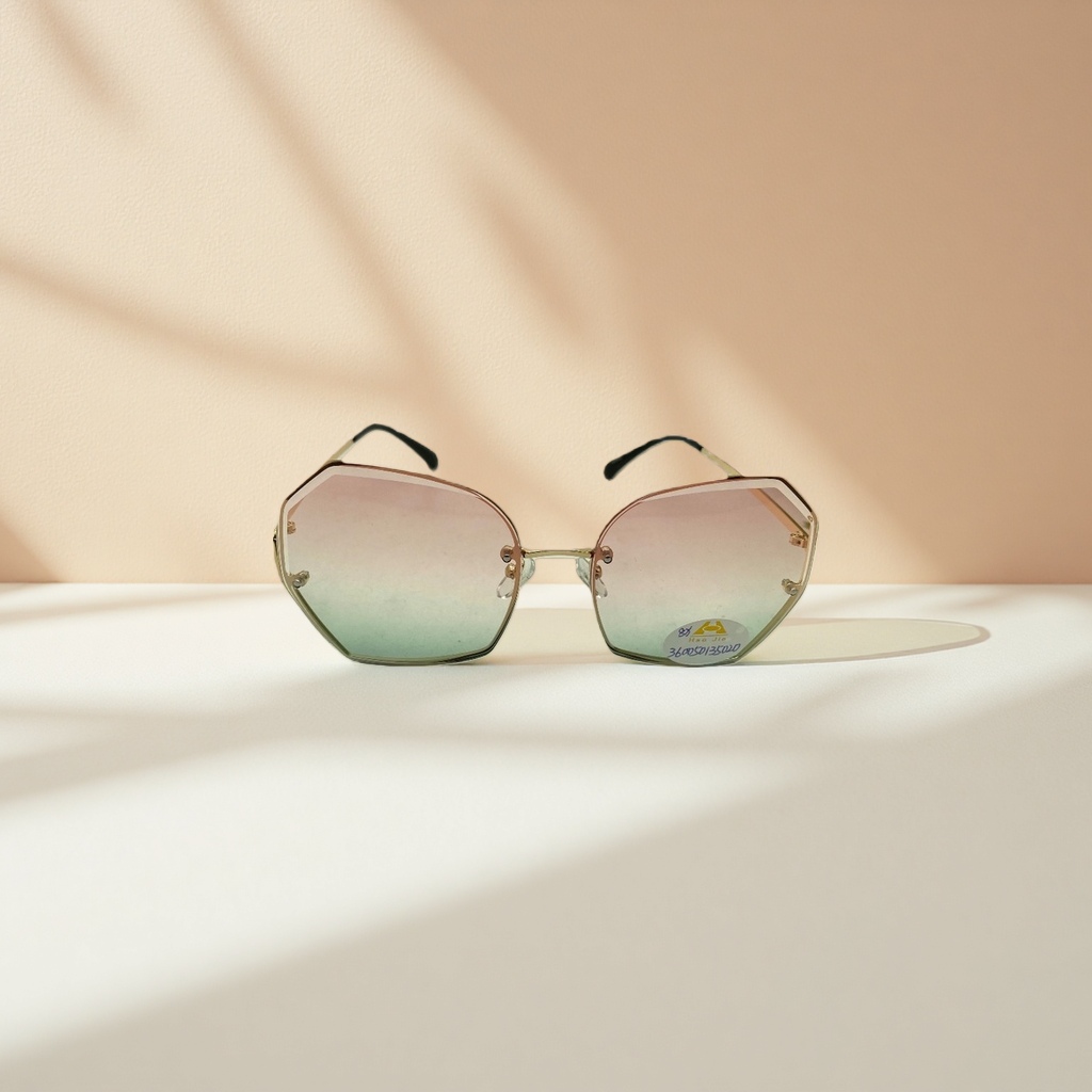 Golden-framed gradient lens sunglasses, fashionable UV-resistant polarized sunglasses Specification image