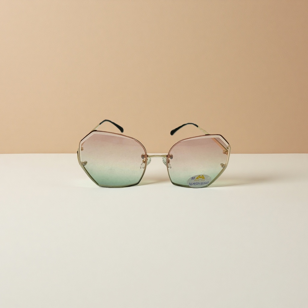 Golden-framed gradient lens sunglasses, fashionable UV-resistant polarized sunglasses