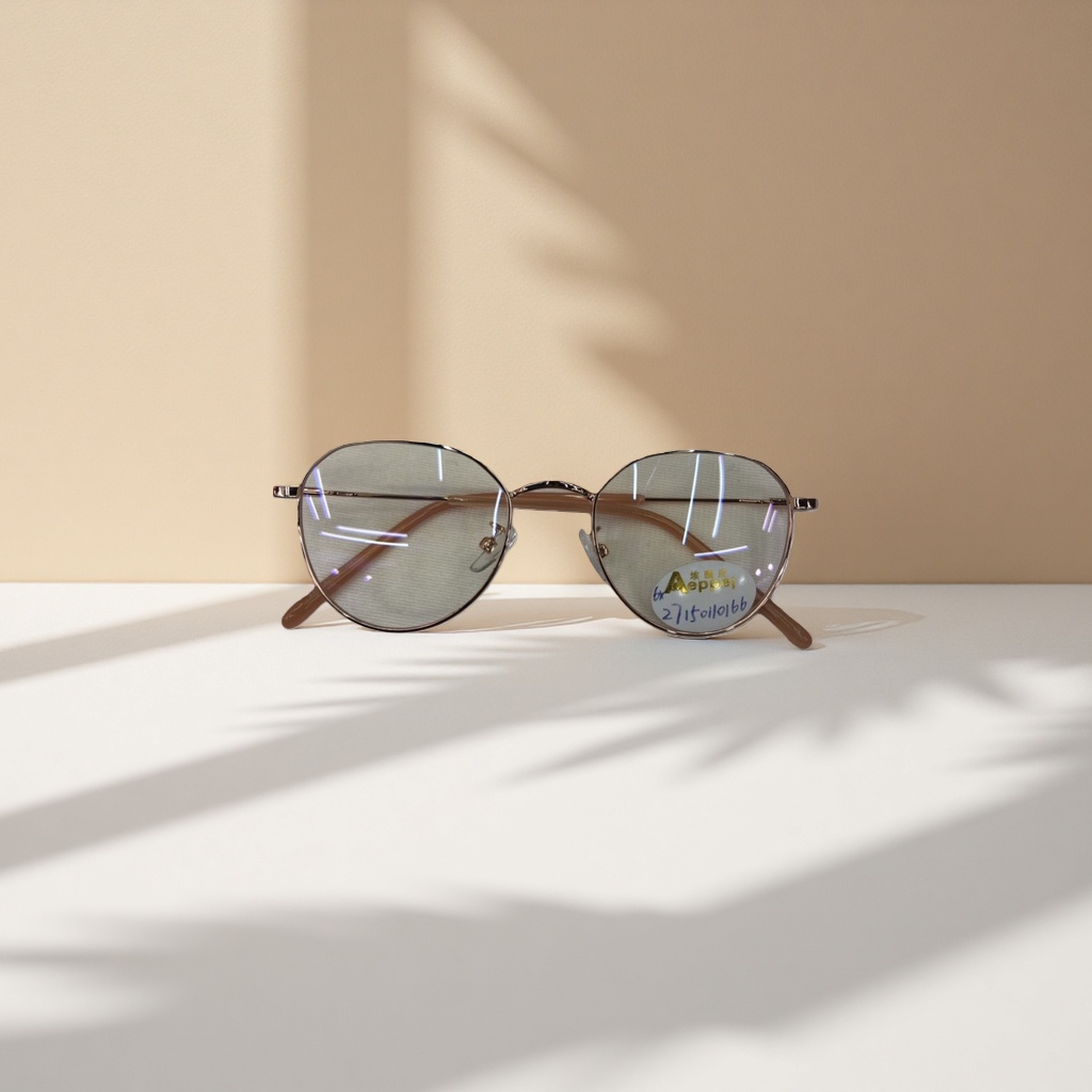 The golden thin-framed glasses are fashionable and lightweight, with metal frames suitable for both men and women Specification image
