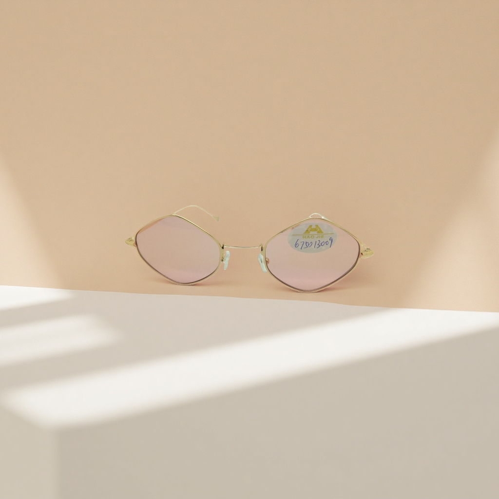 Golden thin-framed pink lens sunglasses, fashionable UV protection sunglasses for women Application Scenario