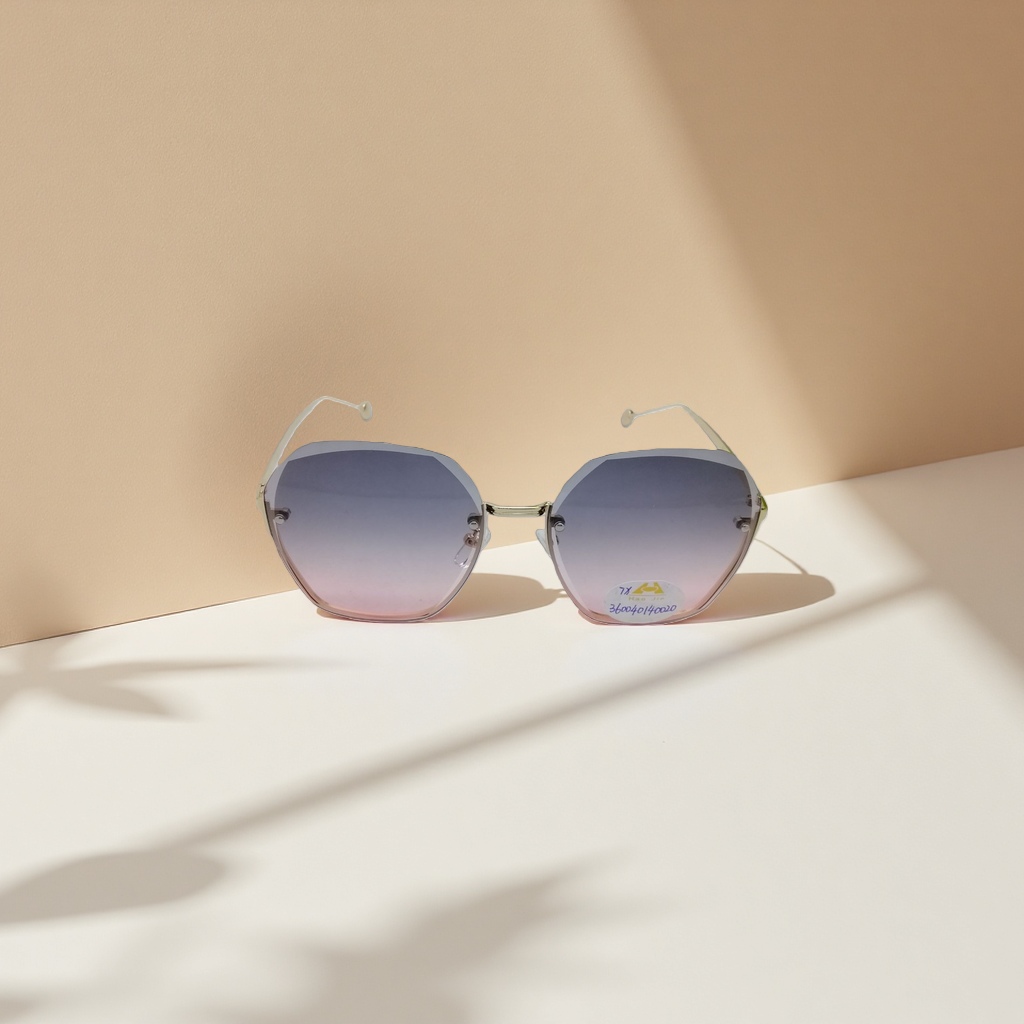 Golden-framed gradient pinkish-purple sunglasses for women, fashionable UV-protective sunglasses