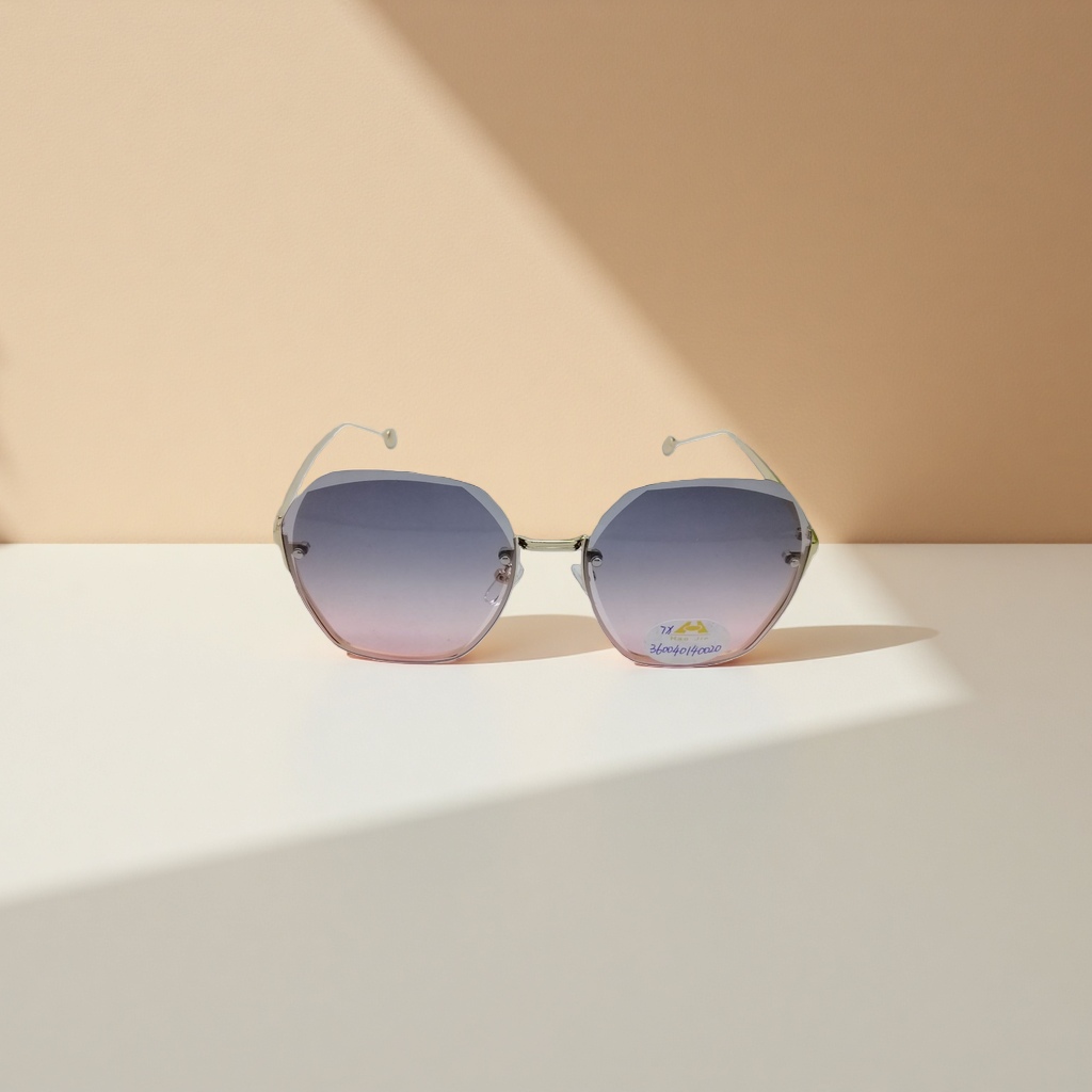 Golden-framed gradient pinkish-purple sunglasses for women, fashionable UV-protective sunglasses Specification image