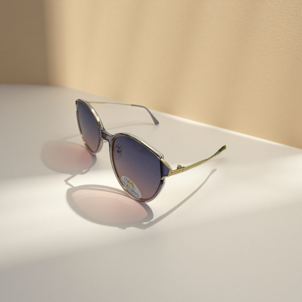 Golden-framed gradient lens sunglasses with metal temples are light, comfortable and provide outdoor sun protection Application Scenario
