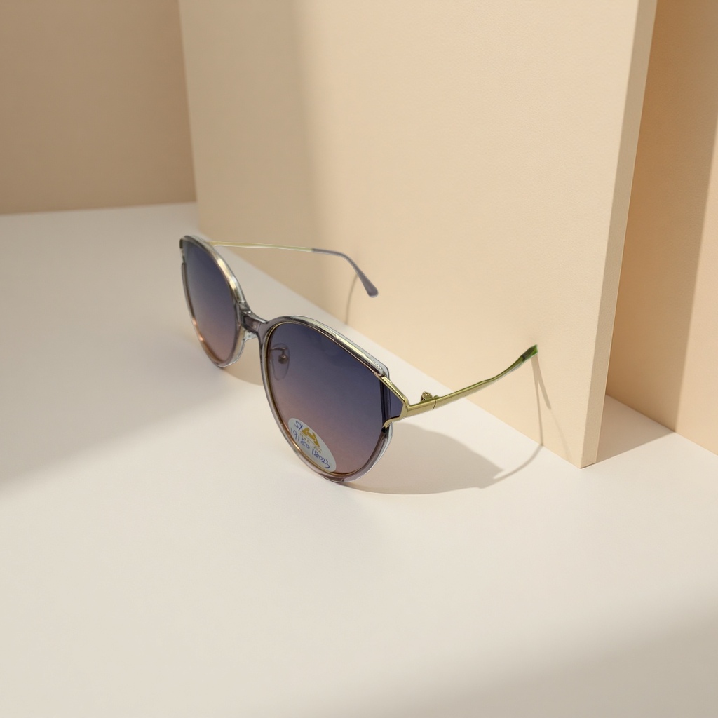 Golden-framed gradient lens sunglasses with metal temples are light, comfortable and provide outdoor sun protection Specification image