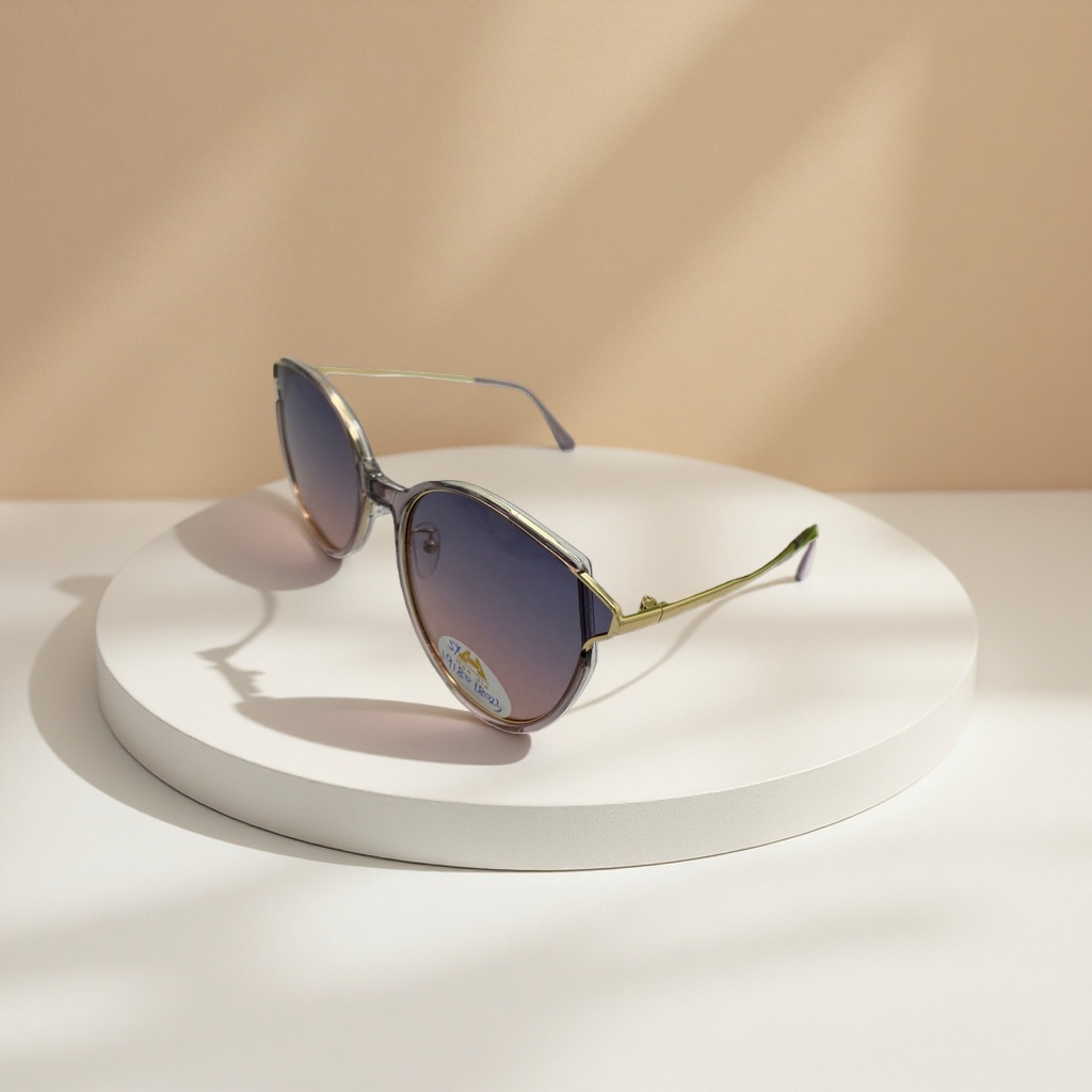 Golden-framed gradient lens sunglasses with metal temples are light, comfortable and provide outdoor sun protection