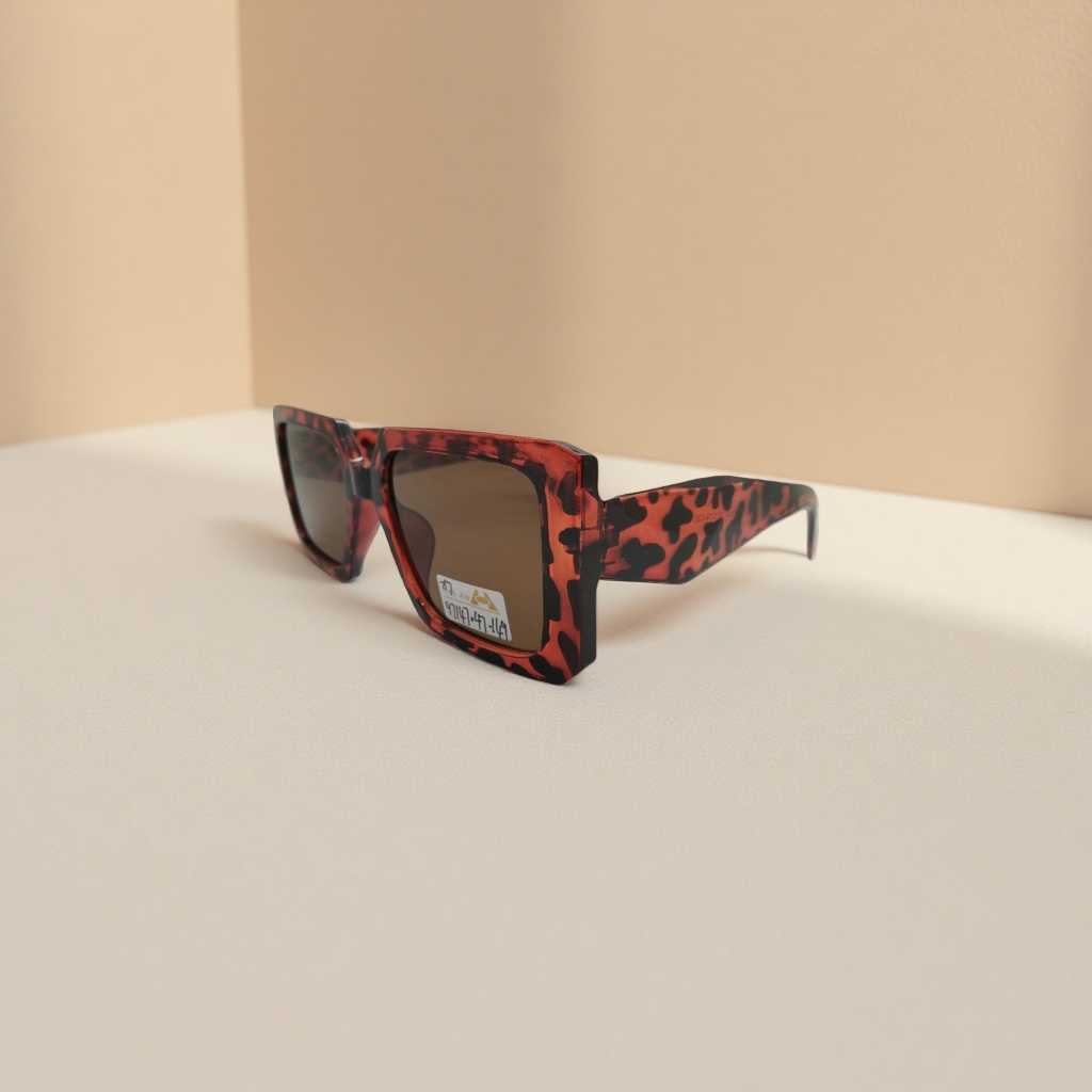 Orange and black panther pattern square sunglasses, fashionable and trendy UV-resistant polarized sunglasses Specification image