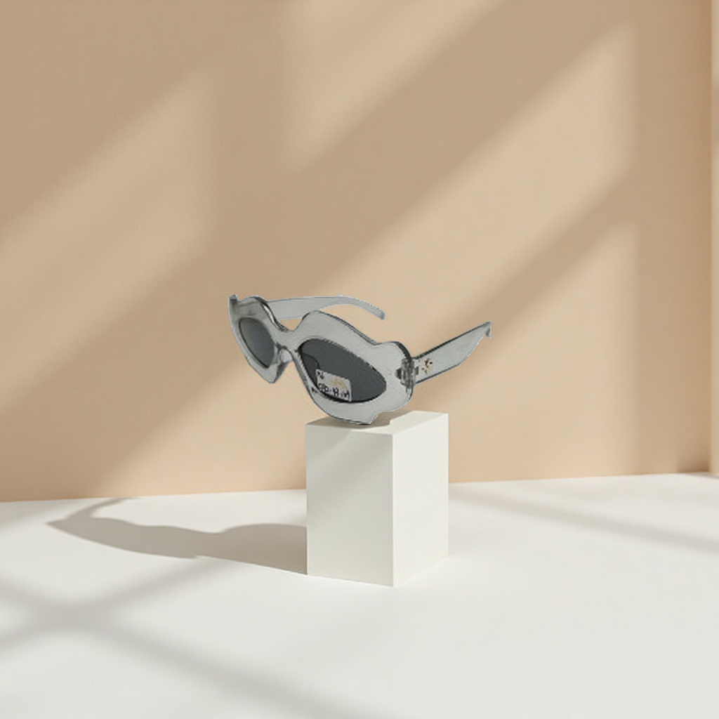 Silver irregular-shaped sunglasses, fashionable UV-resistant polarized sunglasses