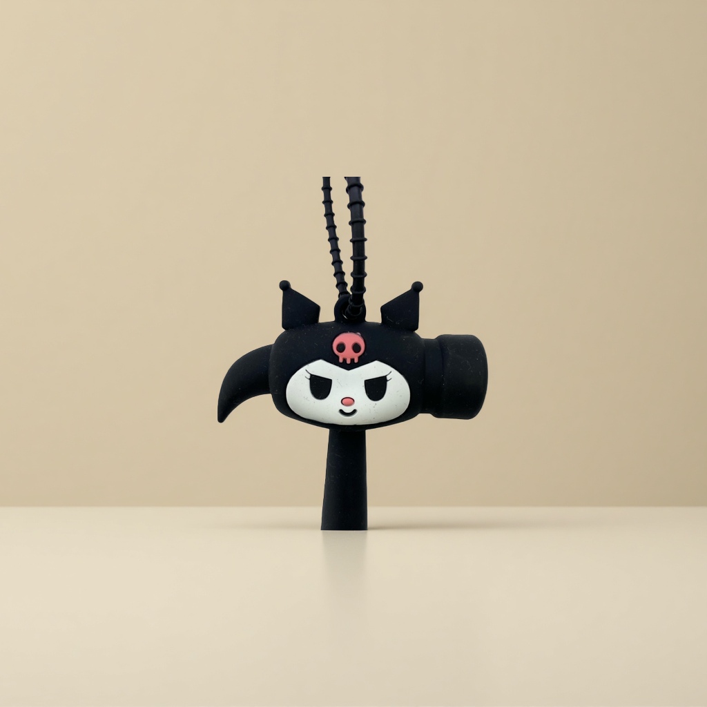 Black cartoon hammer-shaped keychain pendant with cute and creative ins style Application Scenario