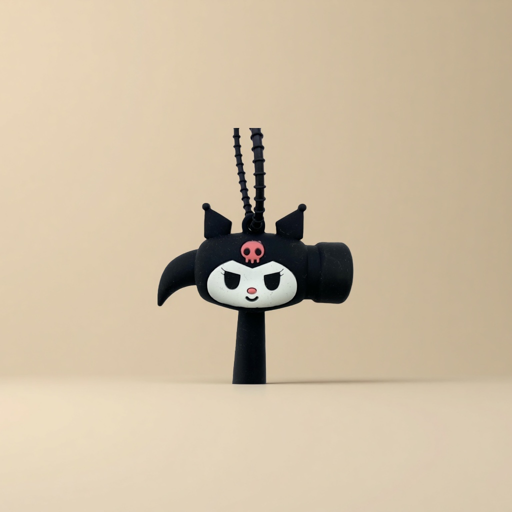 Black cartoon hammer-shaped keychain pendant with cute and creative ins style Specification image