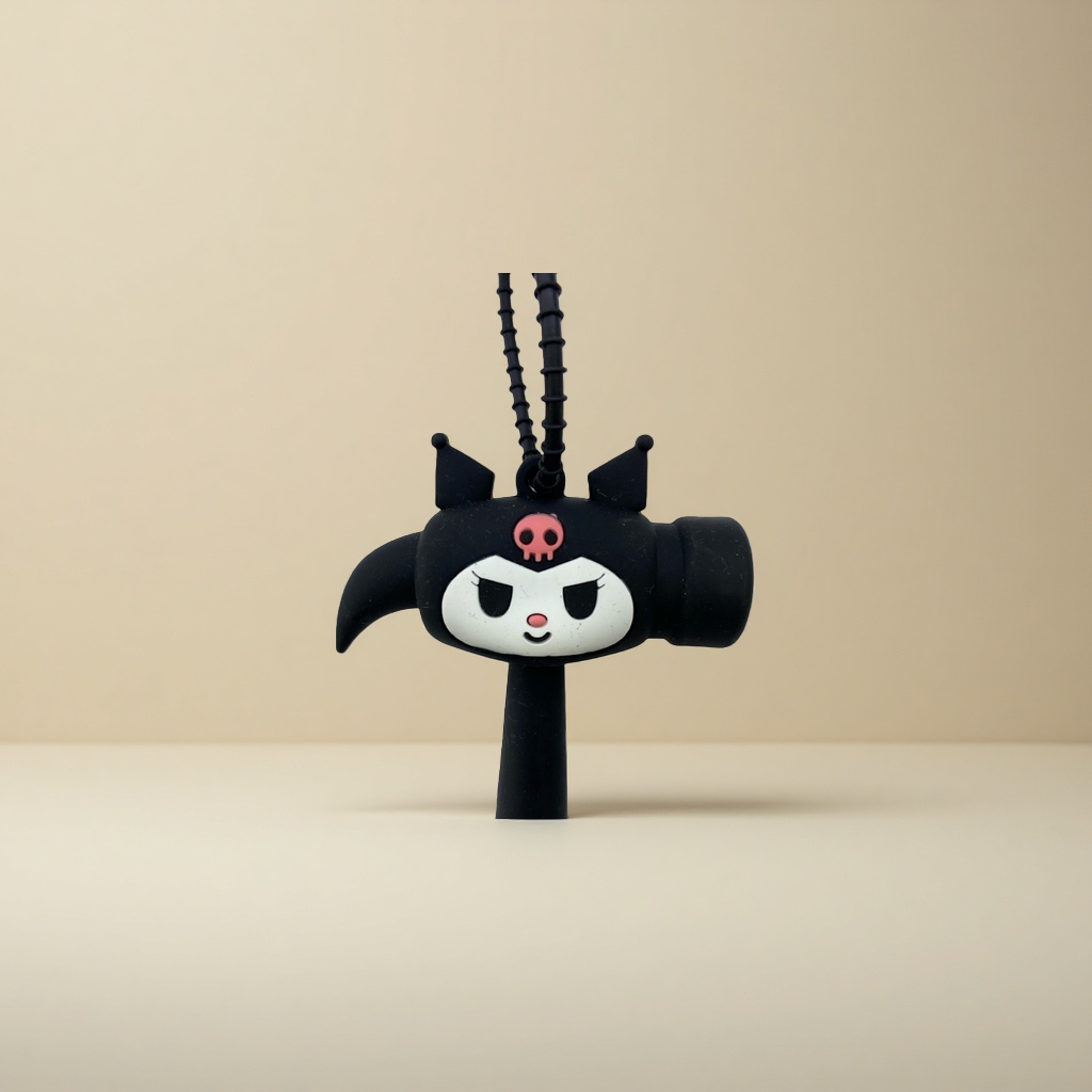 Black cartoon hammer-shaped keychain pendant with cute and creative ins style details Picture