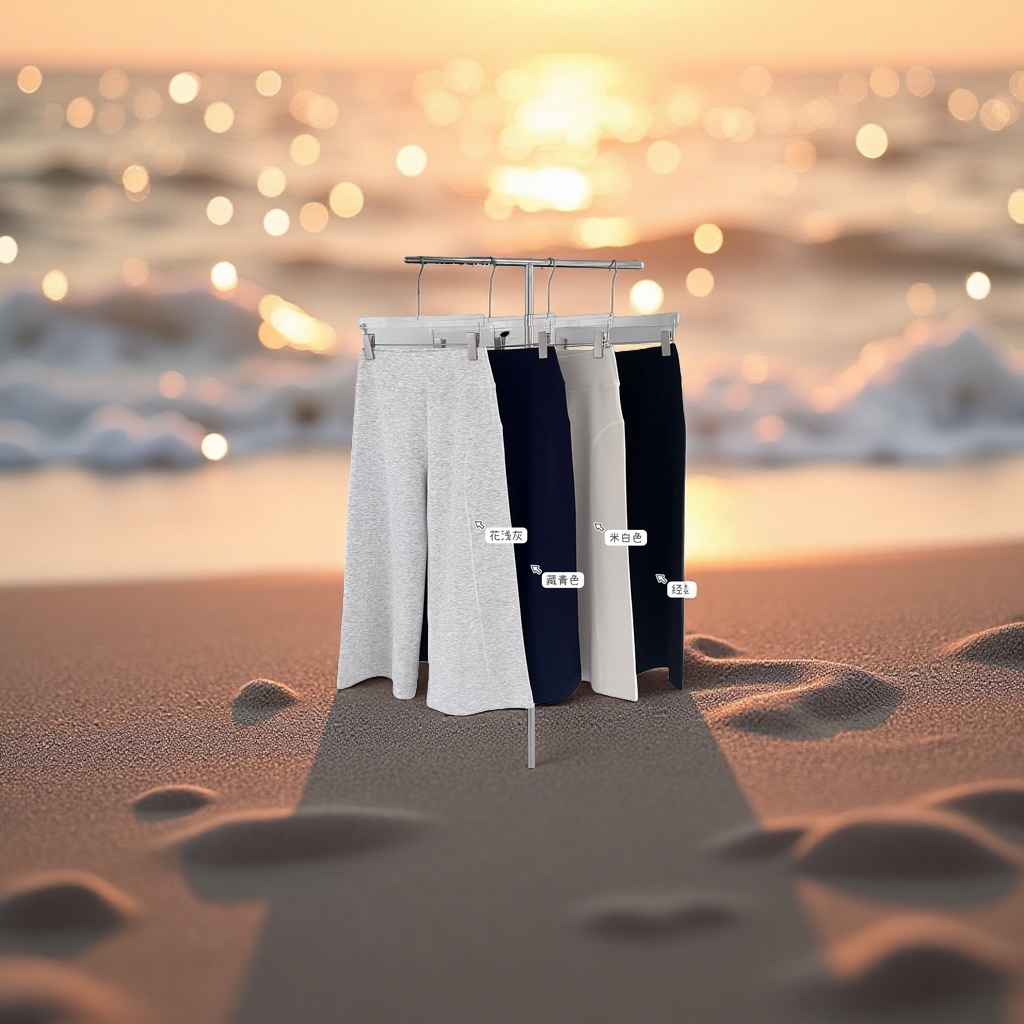 The classic black eight-inch magic pants are in light gray, navy blue and beige, with a high waist that makes them look slimmer and versatile details Picture