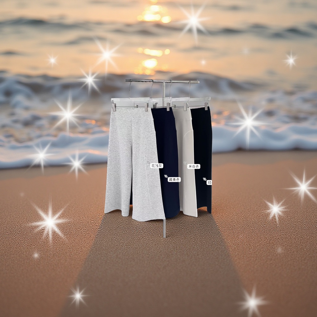 The classic black eight-inch magic pants are in light gray, navy blue and beige, with a high waist that makes them look slimmer and versatile Application Scenario