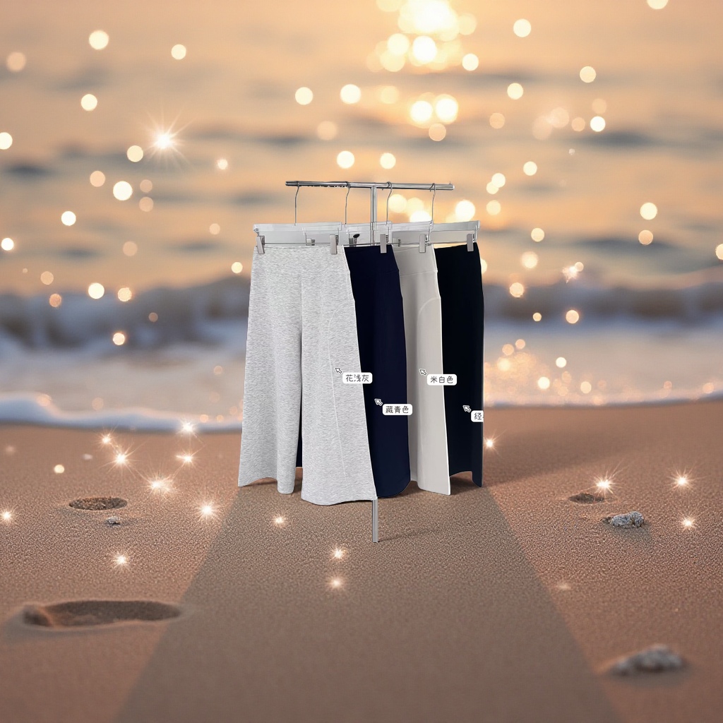 The classic black eight-inch magic pants are in light gray, navy blue and beige, with a high waist that makes them look slimmer and versatile