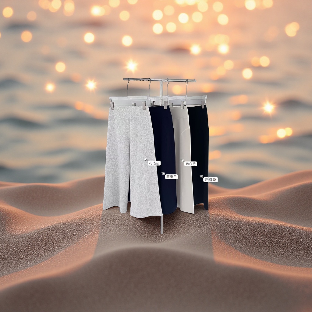 The classic black eight-inch magic pants are in light gray, navy blue and beige, with a high waist that makes them look slimmer and versatile Specification image