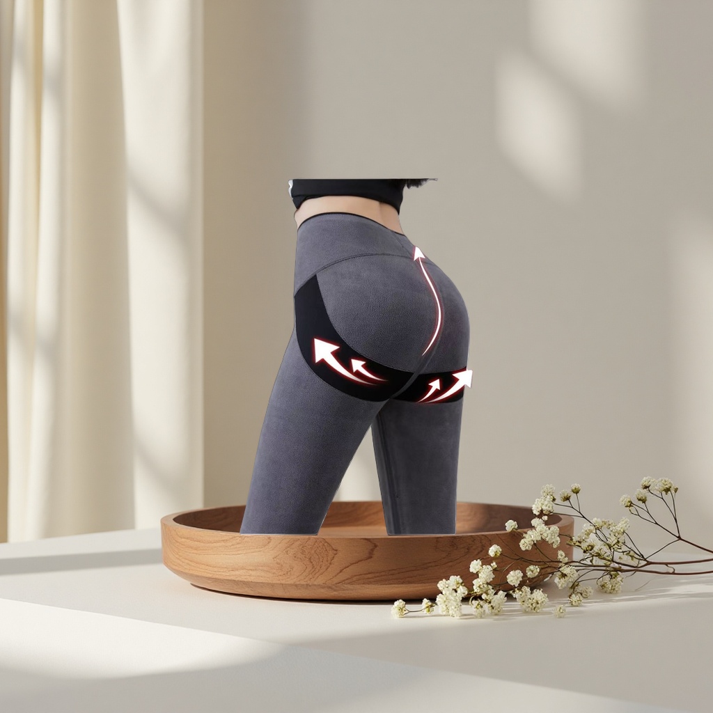 Grey high-waisted women's sportswear pants that accentuate the buttocks, slim, elastic and breathable casual fitness pants Application Scenario