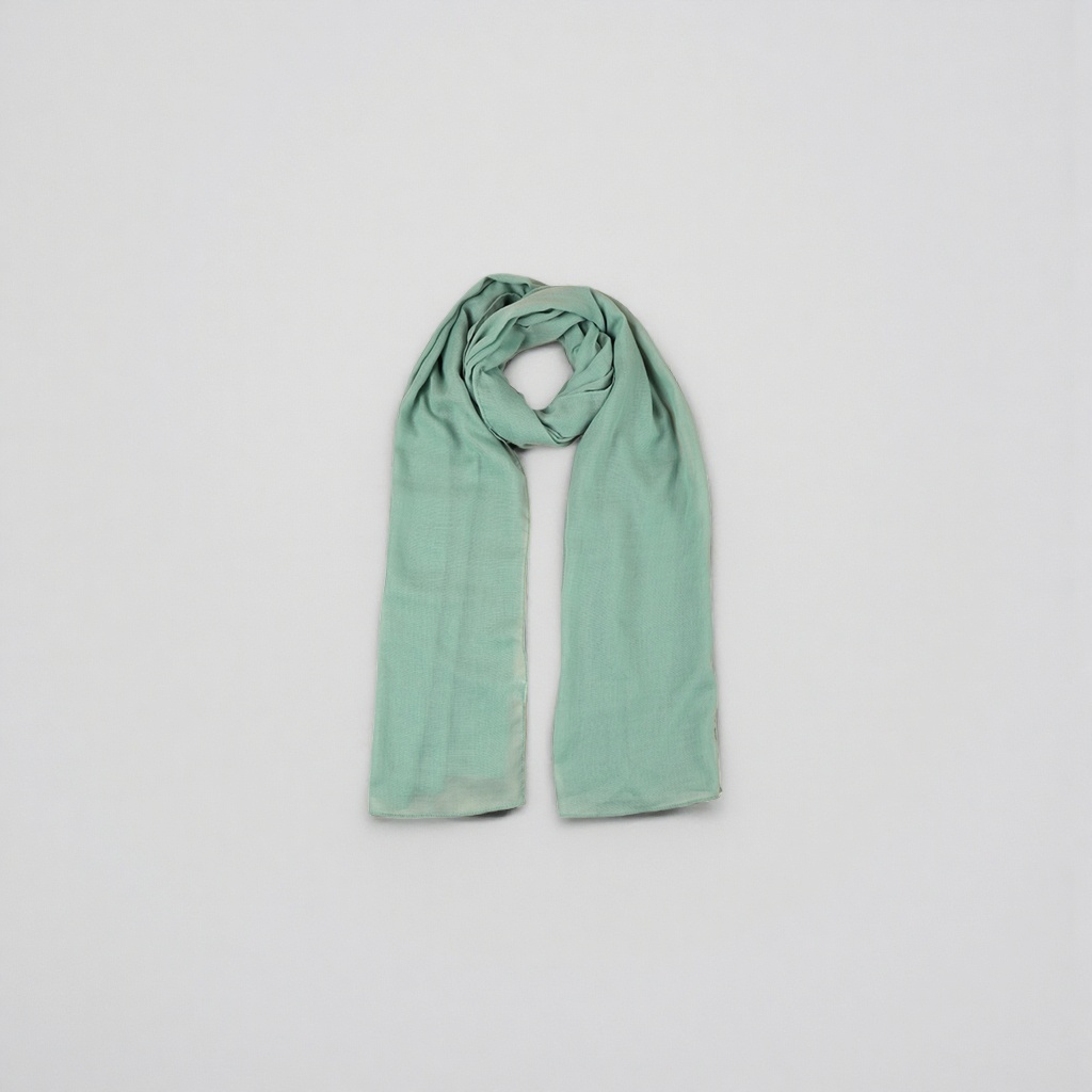 A light green velvet scarf is a luxurious and retro style that makes your skin look fairer when paired with a coat details Picture