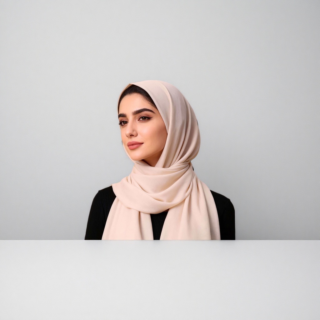 Beige women's headscarf is a fashionable and versatile pure cotton breathable and sun-protective headwear Application Scenario