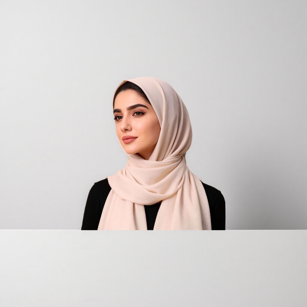 Beige women's headscarf is a fashionable and versatile pure cotton breathable and sun-protective headwear Specification image