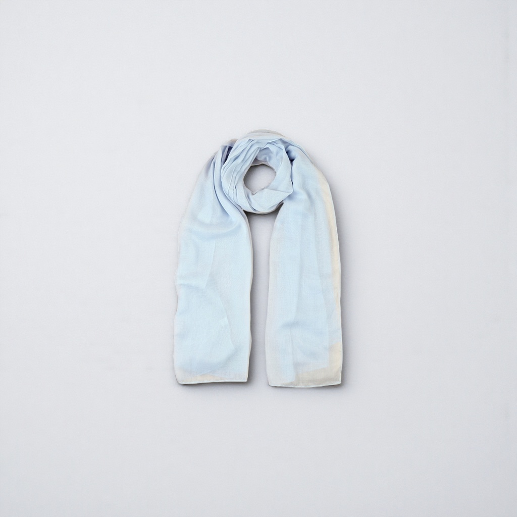The light blue cashmere blend scarf is light, soft and suitable for all seasons Specification image