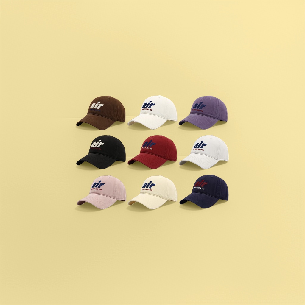 The weathered and worn pure brown baseball cap is printed "air OF WITH LOVE YOU" on the front of each cap details Picture