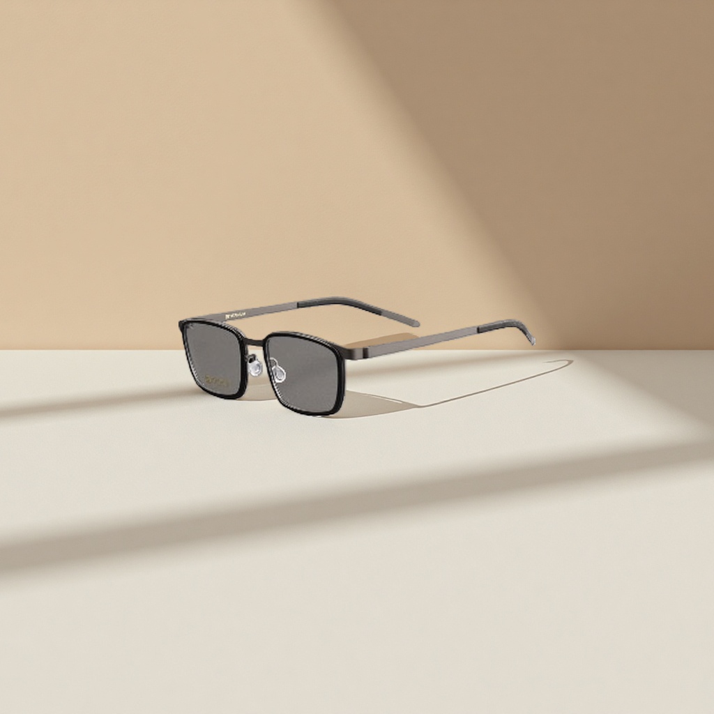 Black metal frame glasses, fashionable, light, anti-slip nose pads, high-definition frames details Picture