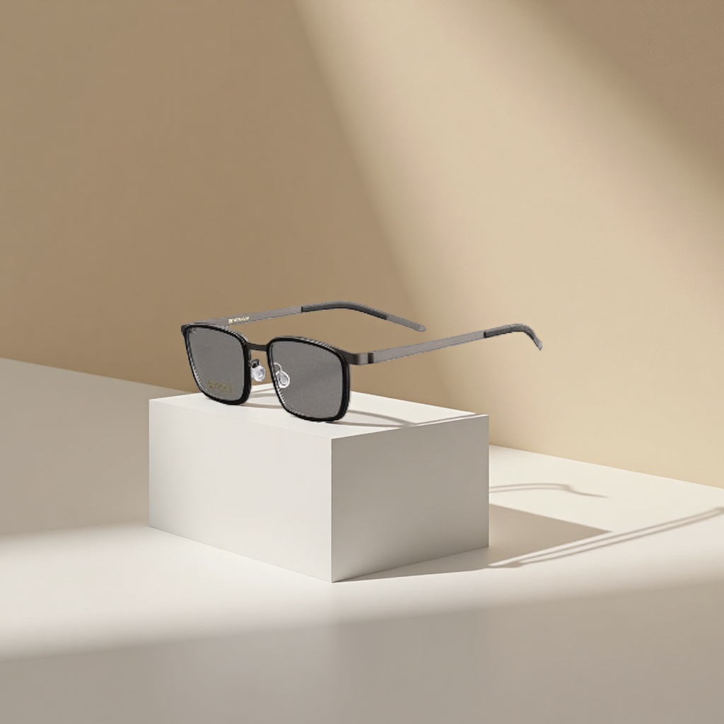 Black metal frame glasses, fashionable, light, anti-slip nose pads, high-definition frames Specification image