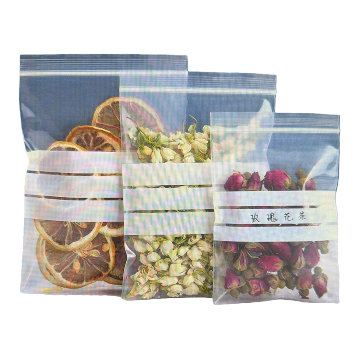 Transparent self-sealing bag for dried fruit and flower tea sample bag, food-grade thickened sealed preservation and storage bag Item Picture