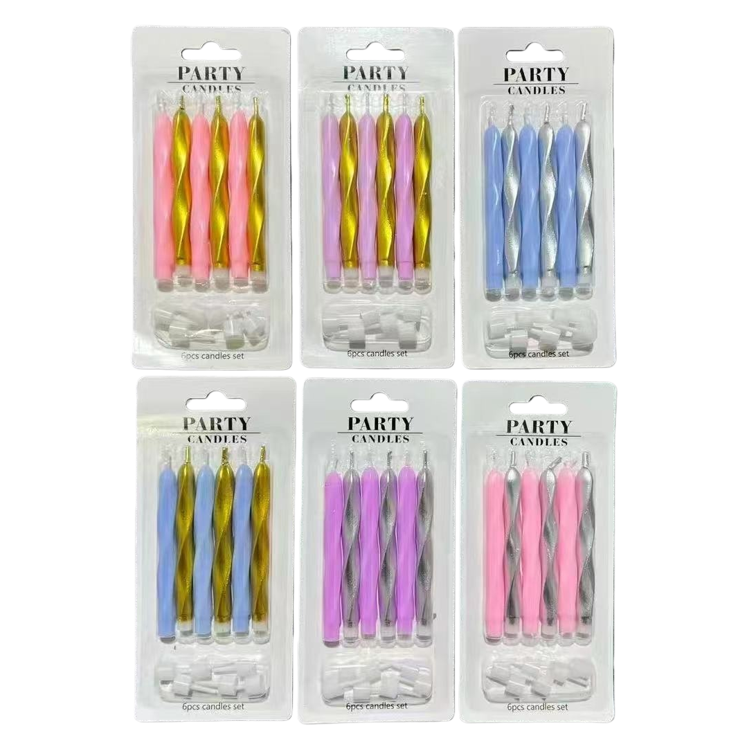 Colorful spiral candle set, smokeless and eco-friendly soy wax, for festive party home decoration Item Picture