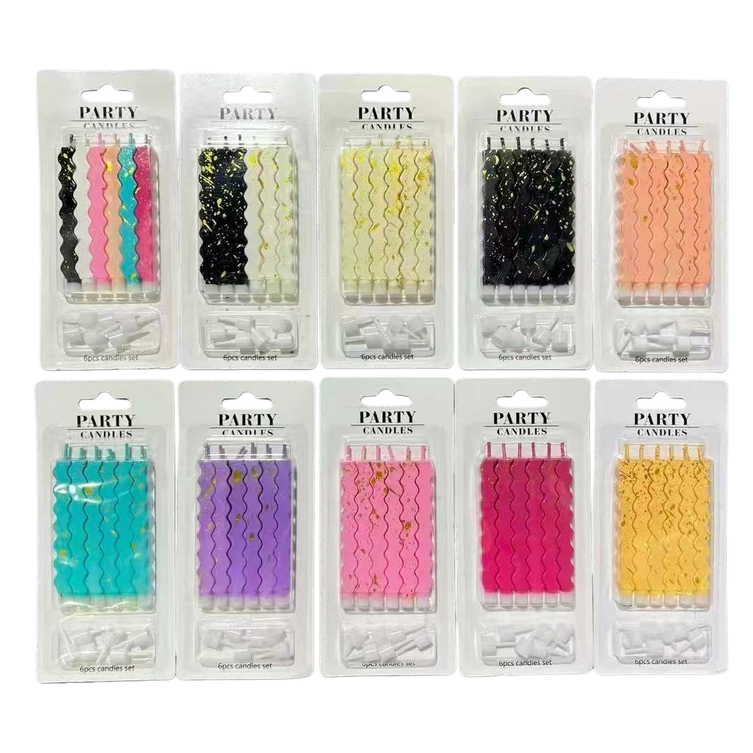 Colorful wavy party candle set, holiday and birthday decoration items, multi-color mixed mix Item Picture