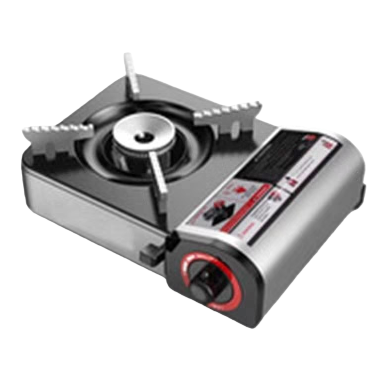 Silver-black portable gas stove, household, outdoor and camping single stove Item Picture