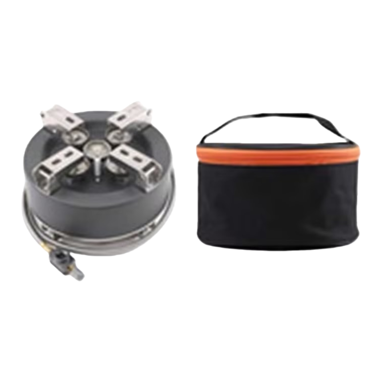 Black folding portable stove with black orange edge storage bag, lightweight outdoor camping and barbecue set Item Picture