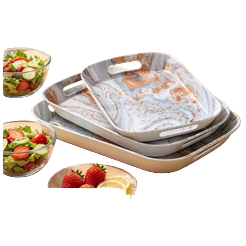 Marble-patterned rectangular art tray is a household living room coffee table storage and decoration item Item Picture