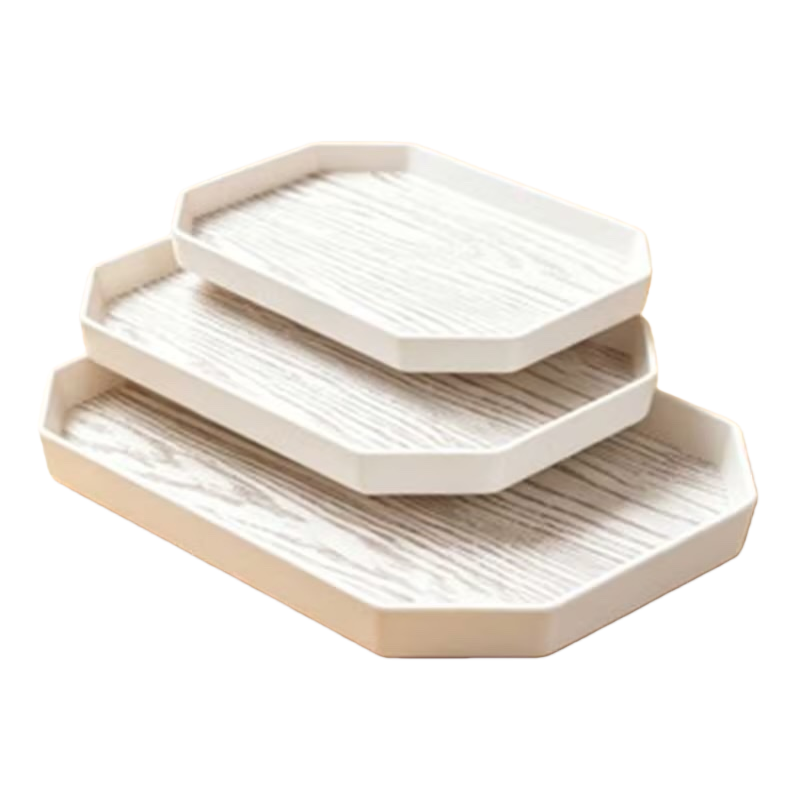 وهناك صينية خشبية اللون اللون الأبيض المكون من الميميمين Item Picture