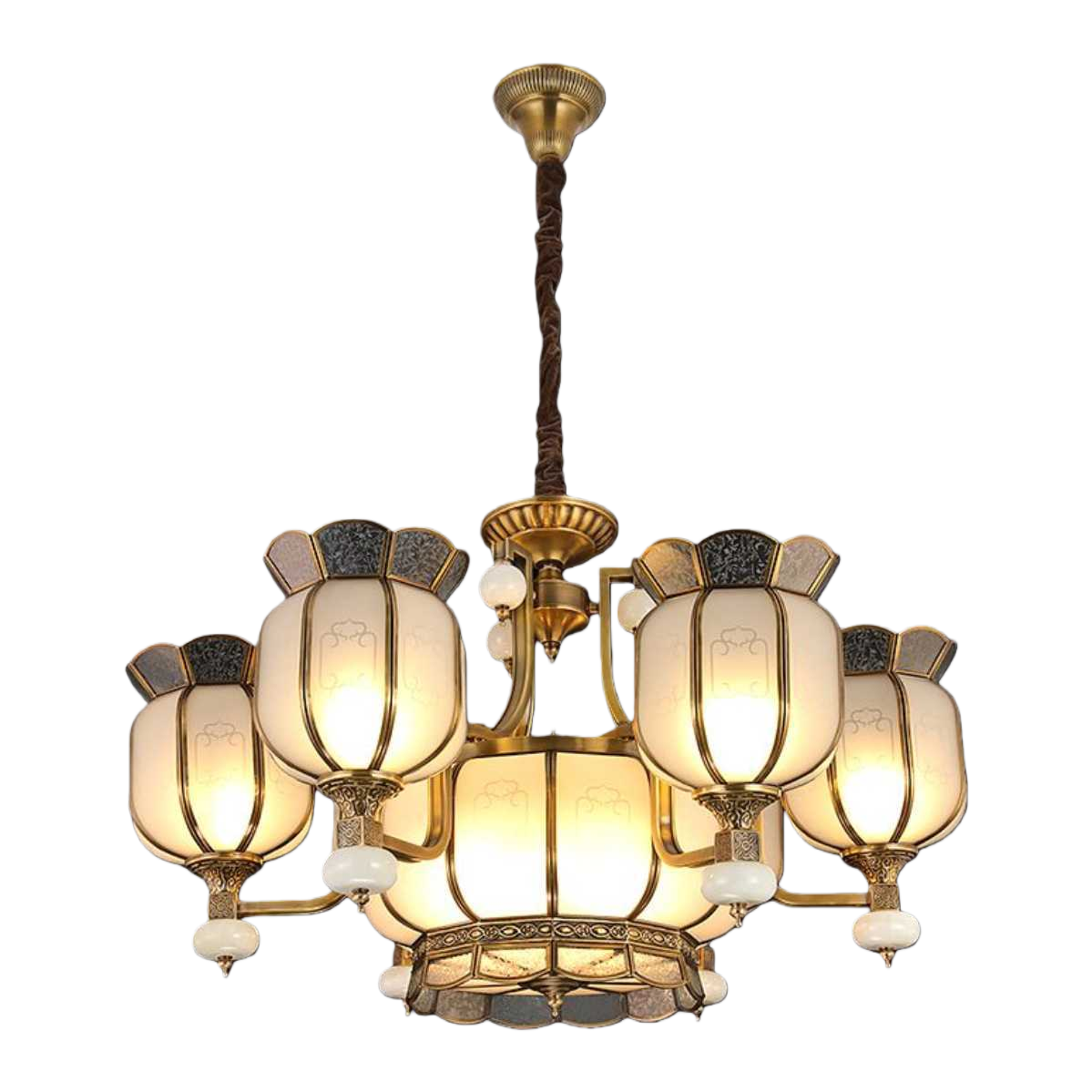 Golden ancient-style chandelier for living room and bedroom Chinese-style decoration, 30cm diameter Item Picture