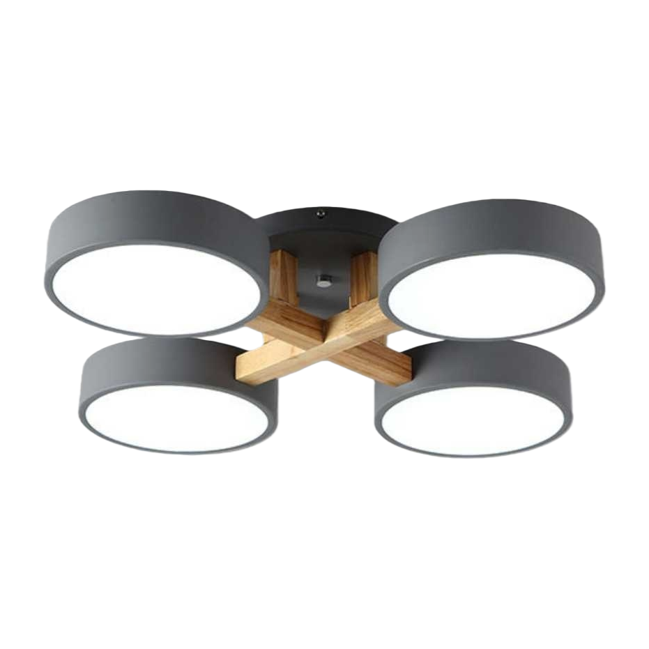 The grey four-lamp ceiling lamp has a simple and modern lampshade for living room and bedroom lighting Item Picture
