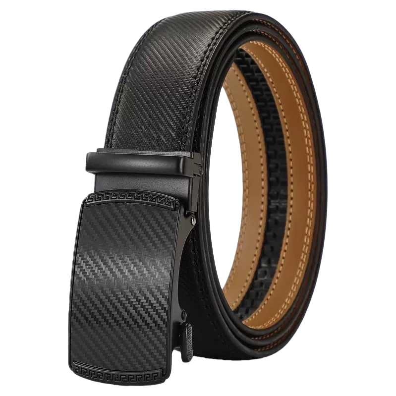 Black carbon fiber textured men's belt, fashionable business casual belt Item Picture