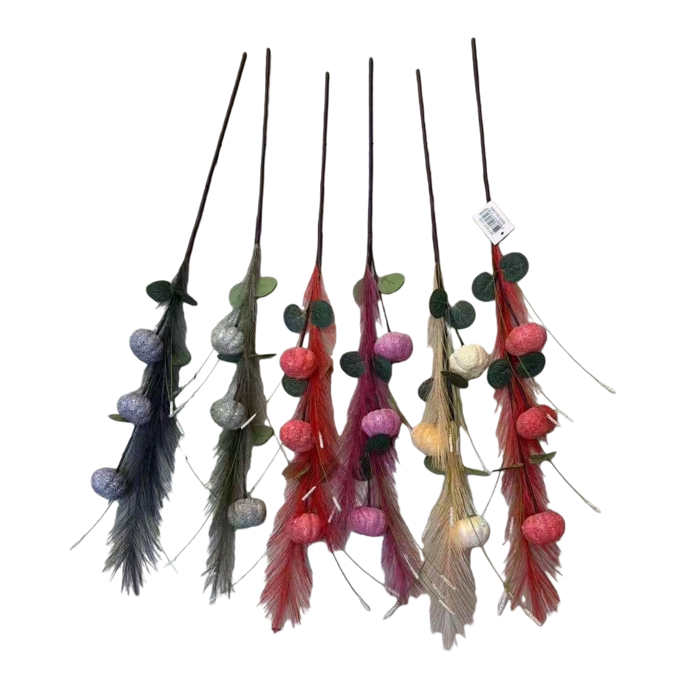 Colorful artificial flower branches are used for spherical decoration and green leaf simulation flower bouquet decoration Item Picture