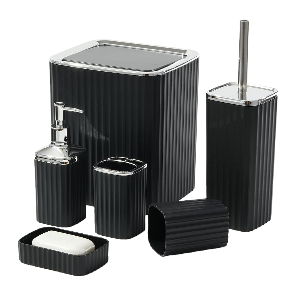 Black striped bathroom set, bathroom towel, bath towel and floor towel three-piece set, simple and modern Item Picture
