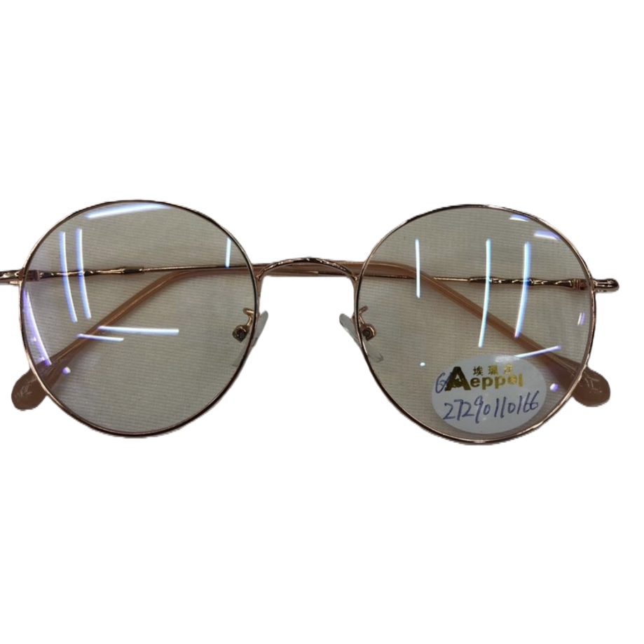 Golden round-framed glasses, fashionable and lightweight metal frames, myopia optical frames Item Picture