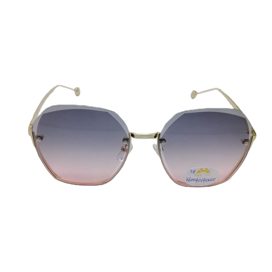 Golden-framed gradient pinkish-purple sunglasses for women, fashionable UV-protective sunglasses Item Picture