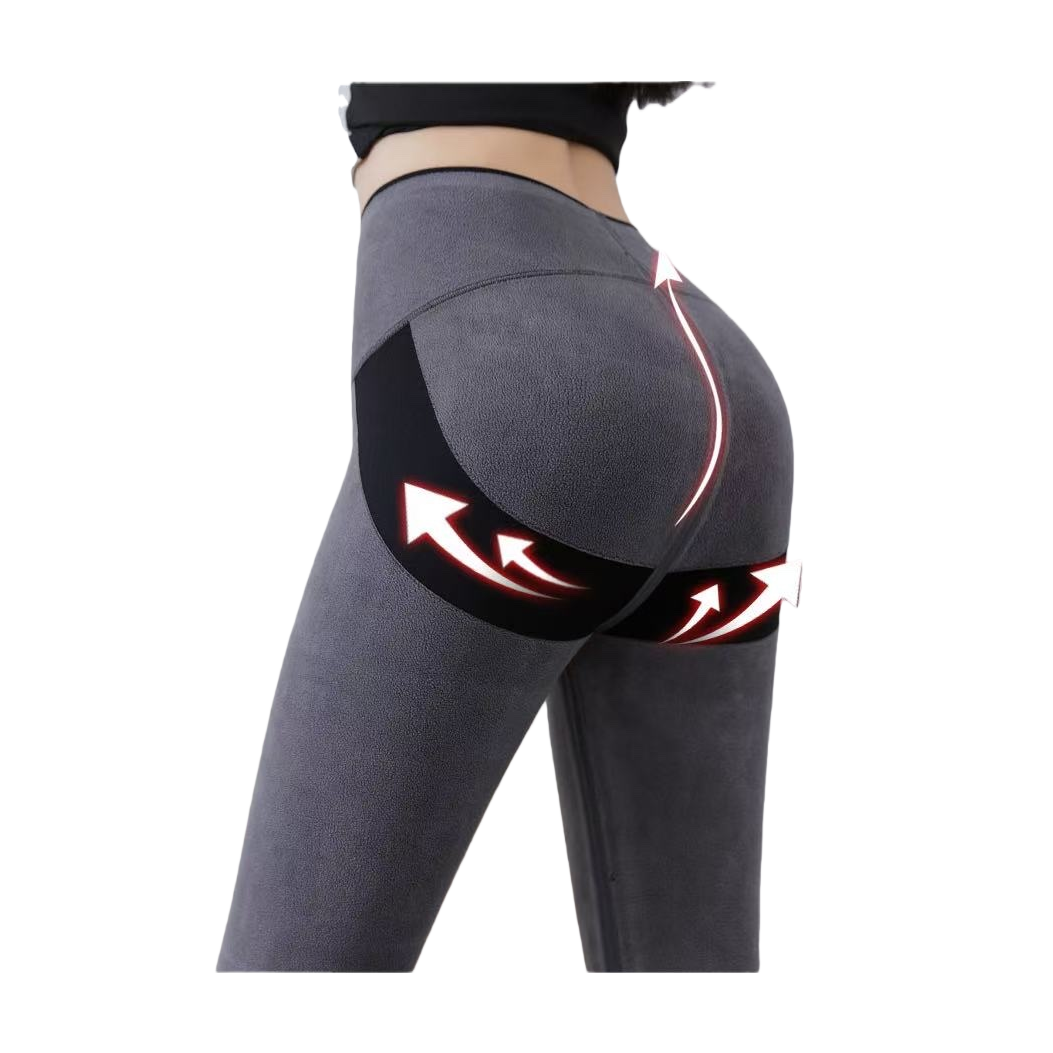 Grey high-waisted women's sportswear pants that accentuate the buttocks, slim, elastic and breathable casual fitness pants Item Picture