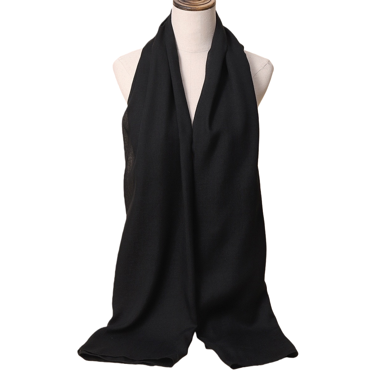 The black cashmere scarf is light, warm and a versatile neck accessory for winter Item Picture