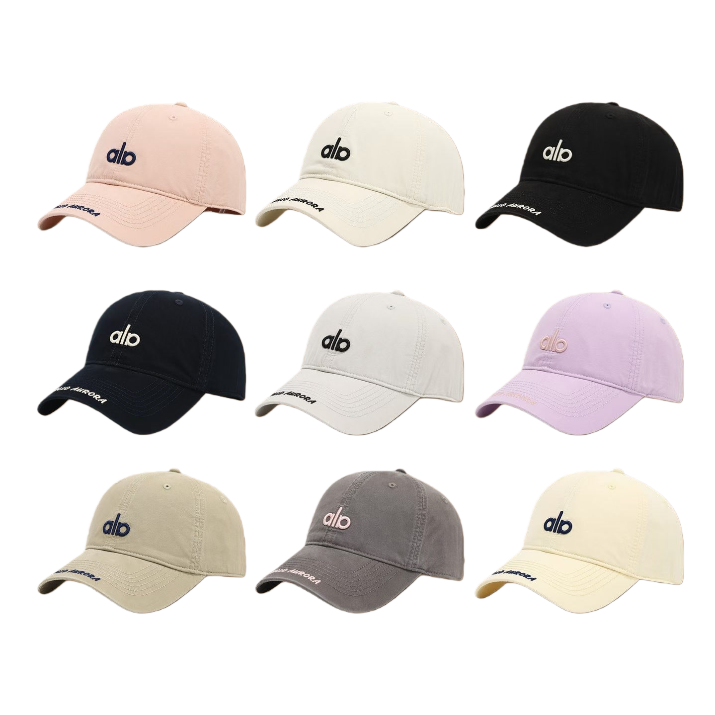 ala embroidered baseball cap, AURORA printed brim Item Picture
