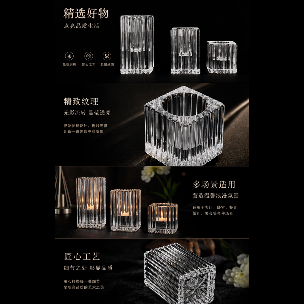 透明竖条纹玻璃杯 北欧风家居装饰玻璃杯简约现代客厅餐桌摆件详情1