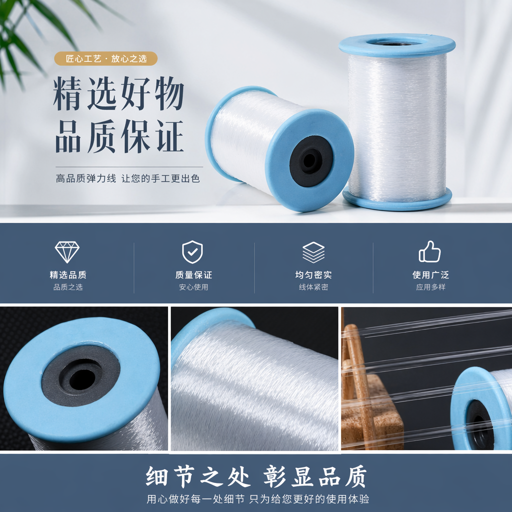 蓝色线轴配透明鱼线 钓鱼用尼龙线 耐磨详情1