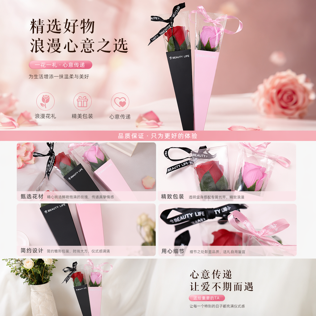 香皂花手工工艺品创意礼品 肥皂花花束装饰摆件送礼优选详情1