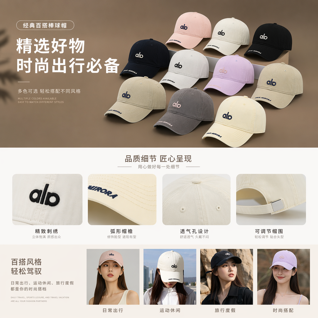 ala embroidered baseball cap, AURORA printed brim pic 1